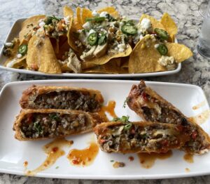 Chile Chicken Tostada Bites & Philly Cheesesteak Egg Rolls